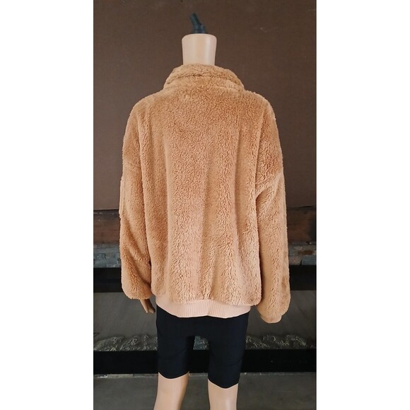 Socialite Curve Women's 1X Sherpa Teddy Bear Jacket Brown Fluffy Soft Comfy Cozy - Picture 3 of 8